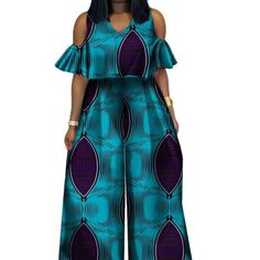 Elegant Africa Cotton Wax Print Romper Bazin Riche Sexy Jumpsuit X1149 – Afrinspiration Ankara Jumpsuits For Women, Classy Jumpsuit Outfits, Yakoema Fashion, African Pants, African Print Jumpsuit, Ankara Tops, Classy Jumpsuit, 2piece Outfits, African Fashion Traditional