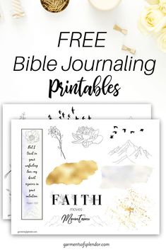 the free bible journal printables with gold foil and flowers on top of it