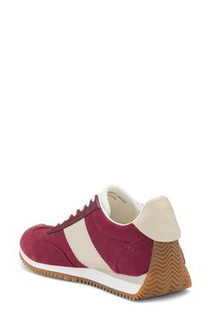 A grippy sole brings sporty appeal to a contemporary sneaker fashioned with contrasting textured panels. Synthetic and textile upper/textile lining/synthetic sole Imported Sporty Burgundy Sneakers With Rubber Sole, Sporty Burgundy Low-top Sneakers, Burgundy Low-top Sneakers With Rubber Sole, Burgundy Leather Sneakers For Sports, Sporty Burgundy High-top Sneakers, Burgundy Sporty Sneakers For Sports, Sporty Burgundy Sneakers For Sports, Sporty Burgundy Sneakers, Burgundy Lace-up Sneakers For Sports