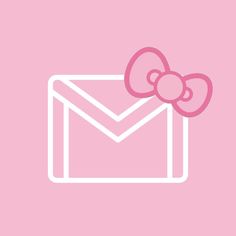 a pink wallpaper with an envelope and a bow