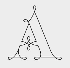 a line drawing of a person sitting in front of a tent with the letter a on it