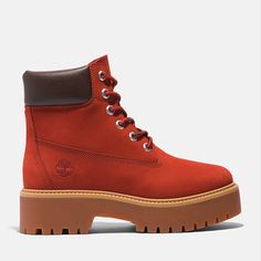 Women’s Stone Street Timberland® Premium 6-Inch Waterproof Platform Boot Red Timberlands, Chunky Sole Boots, Timberland Store, Orange Boots, Timberland Women, Platform Boots Women, Stone Street, Timberland Premium, Plastic Heels