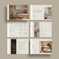 an open brochure with pictures of furniture and decor on the front, inside and out