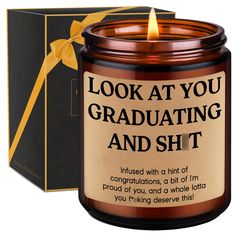 PRICES MAY VARY. Graduation gifts for her & him; With its funny message “Look at you graduating and s; Infused with a hint of congratulations, a bit of I’m proud of you, and a whole lotta you f deserve this,” our candle is the perfect gift for any graduate in your life; Whether its a friend, daughter, sister, son, niece, or cousin, this candle conveys the spirit of their hard work and achievements, making it an unforgettable gift for appreciation and encouragement Perfect gifts for various occas Gifts For Graduating Seniors, Nursing Graduation Gifts, Last Day Of College, Masters Degree Graduation, Graduation Gifts For Guys, College Grad Gifts, Phd Graduation Gifts, Phd Graduation, High School Graduation Gifts