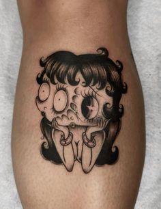 Simple Tattoos Halloween, Cute Betty Boop Tattoo, Melanie Martinez Style Tattoos, Drama Tattoo Mask, Tattoos For Knees, Pink Cherry Tattoo, Different Style Tattoos, Y2k Matching Tattoos