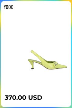 leather, buckle, crocodile-print, leather lining, pointed toe, spool heel, leather sole, contains non-textile parts of animal origin, slingback pumps , Color: Acid green , Size: 6 Spool Heel, Leather Buckle, Slingback Pump, Lime Green, Buckle, Pumps, Size 6, Sandals, Heels