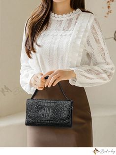 Bird in Bag - Stylish Womens Genuine Leather Crocodile Pattern Handbag - Trendy Single Shoulder Slanting Bag - Wallet - Casual High-End Ladys Bag - Perfect for Essentials: Cash, Lipstick, Mobile Phone, and More - Fashionable Mini Bag for Women Trendy Handbags, Handbag Patterns, Crocodile Pattern, Envelope Bag, Bird In Bag, Bag For Women, Bag Pattern, Mini Bag, Color Design