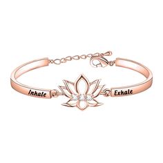 PRICES MAY VARY. ❤Lotus Bracelet for Yoga Lovers❤ Specially made for yoga lovers, hand stamped “Inhale Exhale” with a Lotus Flower Charm ❤Material and size: copper.Nickel free. Lead free. Hypoallergenic. Bracelet size：Adjustable Suitable for any women’s wrist. ❤Yoga Theme Jewelry❤ Classic yoga quoting for yoga lovers, within the inhale and exhale, then you know the true spirit of yoga. Just like the lotus, within the inhale and exhale, the breath in and breath out, and be relaxing. Great gift fo Inhale And Exhale, Yoga Themes, Special Gifts For Him, Lotus Bracelet, Blossom Jewelry, Velvet Cloth, Jewelry Classic, Inhale Exhale, Meditation Gifts