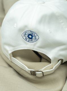 Greek Flag Hat - White — Hellenic Aesthetic Summer Dad Hat With Curved Brim, Adjustable Green Baseball Cap For Everyday Summer Use, Summer Cap For Everyday Wear, Summer Cap For Everyday, Summer Everyday Cap, Everyday Summer Cap, Curved Brim Dad Hat For Summer, Summer Dad Hat With Adjustable Curved Brim, Summer Dad Hat With Curved Brim For Spring