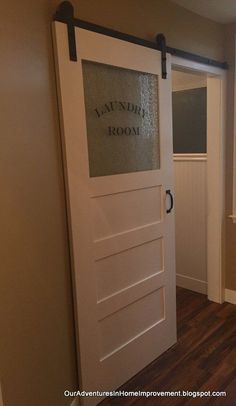 Laundry Door Room Storage Diy, Dream Laundry Room, Laundry Room Doors, Farmhouse Laundry Room, Laundry Room Remodel, Laundry Closet, Open Door