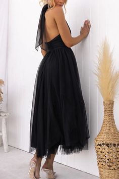 Tulle Sleeves, Maxi Dress Black, Halter Maxi, Halter Maxi Dresses, Halter Neckline, Black Maxi Dress, Denim Wash, Ankle Length, Fashion Statement