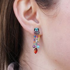 We cannot get enough of these dangly earrings! These gorgeous earrings are comprised of a detailed mosaic design that is as eye-catching as can be. From the use of European crystals and Czech glass beads to the gorgeous color combinations and textures.  We love to wear earrings like this with our hair up and maybe even Bohemian Jeweled Beaded Drop Earrings, Bohemian Jeweled Dangle Beaded Earrings, Fusion Jeweled Dangle Earrings, Fusion Style Jeweled Dangle Earrings, Bohemian Jeweled Beaded Dangle Earrings, Bohemian Style Jeweled Beaded Dangle Earrings, Bohemian Jeweled Crystal Dangle Earrings, Bohemian Crystal Chandelier Drop Earrings, Multicolor Jeweled Dangle Earrings