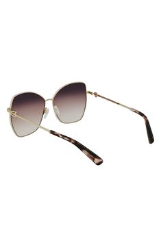 These lightweight butterfly-silhouetted shades are enlivened with leather detailing along the top of the lenses and the iconic buckle element at the temples. 100% UV protection Gradient CR-39 lenses Adjustable nonslip nose pads Metal/leather Imported Rose Gold Brown, Butterfly Sunglasses, Uv Protection, Lenses, Buckle, Nordstrom, Rose Gold, Sunglasses, Leather