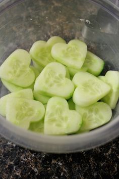 a bowl filled with cucumbers sitting on top of a counter next to an instagram page