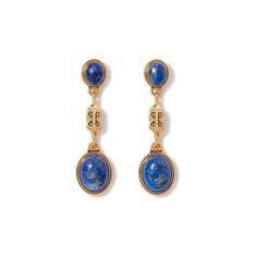 Ancient Gems Triple Drop Blue Lapis Earrings | The Met Store The Met Museum, Tiffany Earrings, Round Dangle Earrings, Lapis Earrings, Betsey Johnson Earrings, Precious Rings, Medieval Jewelry, Blue Lapis, Blue Gems