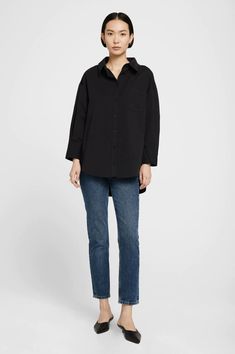 ANINE BING Rooney Mules - Black Anine Bing Mules, Crisp White Shirt, Anine Bing, Pointed Toe Shoes, Oversized Silhouette, Menswear Inspired, Light Wash Jeans, Kitten Heel, Everyday Wardrobe