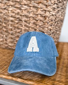 This is the perfect baseball cap and can be personalized just for you! Make it yours with your initial with your favorite color hat and thread. Collegiate Cotton Baseball Cap With Letter Print, Adjustable Cotton Trucker Hat For College, Cotton Hats With Letter Patch For Baseball Season, Cotton Hats With Letter Patch, One Size Fits Most, Cotton Hats With Letter Patch, One Size, Soft-washed Baseball Cap, One Size Fits Most, Embroidered Letter Snapback Baseball Cap, Embroidered Hats For Baseball Season, Personalized Casual Snapback Hats