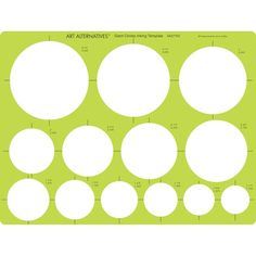 a green and white poster with circles on the bottom, one circle has five dots in it