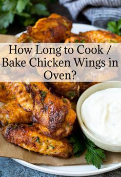 how long to cook / bake chicken wings in oven? with text overlay