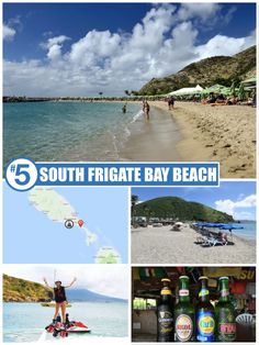 a collage of photos with the words 5 south friggate bay beach on it