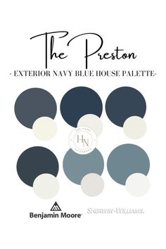 the poster for the exhibition navy blue house palette, featuring several different colors and sizes