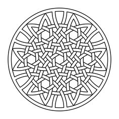 a black and white circular design in the shape of a circle with geometric shapes on it