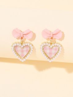 Rosa chiclete Elegante Collar  Plástico   Embellished   Jóias da moda Kawaii Jewelry, Pink Accessories, Pearl Heart, Kawaii Accessories, Fancy Jewellery, Pink Jewelry