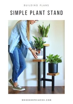 Three Tiered Plant Stand – Woodshop Diaries Tiered Plant Stand Indoor, Wood Bookends, Wooden Plant Stands, Wood Plant Stand, Diy Plant Stand, Scrap Wood Projects, Plant Stand Indoor, House Plants Decor, Plant Shelves