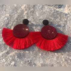 Spice Up Any Look With With These Dazzling Beauties. Red Summer Party Jewelry, Red Earrings For Summer Party, Chic Red Earrings For Summer, Red Earrings For Spring Party, Chic Red Summer Jewelry, Red Fringe Jewelry For Summer, Red Fringe Summer Jewelry, Red Earrings, Earrings Color