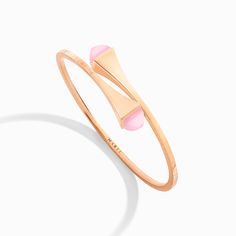 Cleo Gold Slip-On Bracelet Marli New York Rose Pink Quartzite XXXS Luxury Pink Gold Bracelets For Formal Occasions, Luxury Pink Gold Bracelet For Formal Events, Luxury Rose Gold Bracelets With Polished Finish, Pink Gold Formal Fine Jewelry Bracelets, Rose Gold Gemstone Bangle Jewelry, Luxury Rose Gold Oyster Bracelet, Rose Gold Gemstone Bracelet, Modern 14k Pink Gold Jewelry, Pink Gold Formal Bangle Jewelry