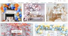 the website is filled with balloons and baby shower items