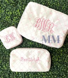 These nylon bags are a must for any girl.  Available in multiple sizes and prices include personalization.   Mini Pouch - includes name or initials Medium - includes name or initials Large - includes name or initials XLarge - includes name or initials Large Backpack - includes name or initials Large Duffel - includes name or initials Large Tote - includes name or initials Lunch Bag - includes name or initials Other font choices available upon request.  If you do not like either of the fonts shown in the photos please message me and I will send over other embroidery font and monogram choices Buy multiple pieces for discounted pricing.   These bags make great gifts for girls of all ages, and would be perfect for any mom expecting a baby girl.   Due to the personalized nature of our products, Pink Monogrammed Bag As Gift, Pink Monogram Bag As Gift, Coquette Bag, Embroidered Bow, Expecting A Baby, Bow Print, Bow Bag, Mini Pouch, Mini Pouches