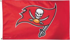 a tampa football flag with a skull on it