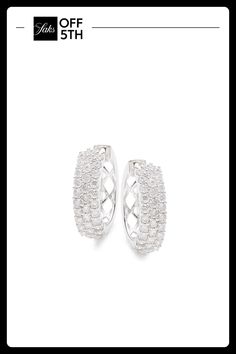 Exclusively At Saks Off Fifth. Sparkling Pavédiamonds Enliven These Fashionable Huggie Hoop Earrings. Diamonds, 1.0 Tcw 14k White Gold Hinge Back Made In Usa Size Drop, About 0.5" Click Here For A Guide To Jewelry & Watches. Center Core - Jewelry Trunk > Saks Off 5th. Saks Fifth Avenue. Luxury White Hoop Earrings With Brilliant Cut, Luxury White Brilliant Cut Hoop Earrings, White Hoop Diamond Earrings With Single Cut, White Diamond Small Hoop Earrings, Small White Diamond Hoop Earrings, White Diamond Hoop Earrings With Pave Setting, White Diamond Hoop Earrings With Accents, White Diamond Hoop Earrings For Formal Occasions, White Small Hoop Diamond Earrings Fine Jewelry