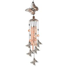 a wind chime with butterflies on it