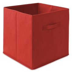 a large red storage bin with handles