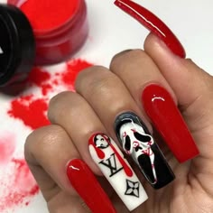 Grunge Nails Acrylic 90s, Fashion Nail Art, Horror Nails, Holloween Nails, Halloween Acrylic Nails, Gothic Nails, Edgy Nails, Fall Acrylic Nails