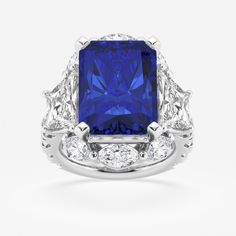 a blue sapphire and diamond ring