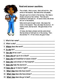 the worksheet for reading and answering questions