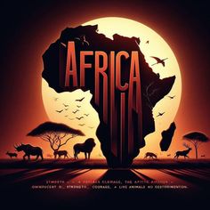 an african movie poster with animals in the background