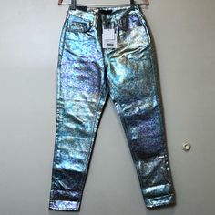 Misguided Denim Riot High Rise Mom Jean. Purple And Blue Marbelized Design. U.S. Size 4 Regular. U.K. 8 Regular. Eu 36 Regular. Button And Zipper Closure. 5 Functional Pockets. Material: 100% Cotton. Measures: 25” Waist X 28” Inseam. List Date: 12/24/21. Metallic Straight Leg Denim Jeans, Fall Purple High Waist Jeans, Metallic Denim Bottoms, Trendy Purple Denim Bottoms, Casual Metallic Jeans For Fall, Casual Metallic Denim Bottoms, Trendy High Rise Metallic Bottoms, Metallic Straight Leg Jeans For Spring, Spring Metallic Straight Leg Jeans