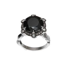 Vitality ring set in sterling silver with black spinel, diamonds, and crystal. Available in sizes 6 and 7. Black Spinel Ring, Australian Opal Ring, Bone Ring, Spinel Ring, Hoop Earring Sets, Black Spinel, Pendant Set, Opal Rings, Sterling Silver Bracelets