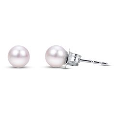 Each of these gorgeous women's stud earrings feature a lustrous Akoya saltwater cultured pearl. Crafted in 14K white gold, the earrings are secured in place with friction backs and the pearls measure 6.5-7mm each. Akoya Pearl Earrings, White Gold Earrings Studs, Jared The Galleria Of Jewelry, Womens Earrings Studs, Pearl Types, Akoya Pearls, Crystal Collection, Pearl Size, Watch Necklace