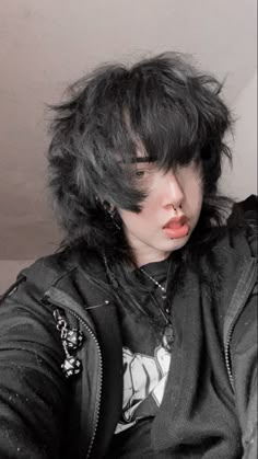 Grey Hair Boy, Alt Boys, Dark Grey Hair, Spiky Hair, Emo Hair, Gender Envy, Alternative Hair, Hair Reference