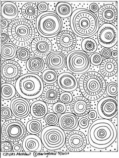 an abstract coloring page with circles and spirals