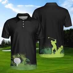 Golf Grunge Graphic EZ20 2503 Polo Shirt - Hyperfavor Sporty Golf Tops With Sublimation Print, Sporty Tops With Sublimation Print For Golf, Moisture-wicking Green Golf Top, Sporty Green Golf Shirt, Black Graphic Print Shirt For Golf, Black Moisture-wicking Polo Shirt For Golf, Black Graphic Print Top For Golf, Sporty Black Tops For Golf, Black Sporty Top For Golf