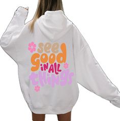 White Letter Print Hoodie For Spring, Casual Slogan Hoodie For Loungewear, Spring White Hoodie With Letter Print, Fall Text Print Hoodie For Loungewear, Casual Hooded Sweatshirt With Screen Print, Oversized White Hoodie With Letter Print, Oversized Hooded Top With Screen Print, Oversized Screen Print Hoodie, Trendy Slogan Hoodie