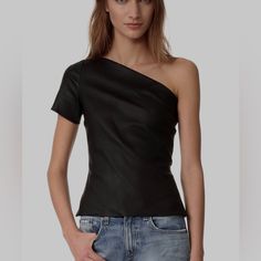 Nwt! One Shoulder Jersey Tee, Helmut Lang, Sold Out Everywhere, Black Size M Edgy Short Sleeve Tops For Workwear, Edgy Short Sleeve Tops For Work, Edgy Fitted Tops For Workwear, Chic Fitted T-shirt For Night Out, Edgy Summer Tops For Workwear, Edgy Summer Workwear Tops, Edgy Summer Tops For Work, Edgy Fitted Top For Night Out, Edgy Black Tops For Night Out