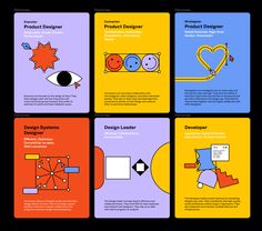 four different types of business brochures are shown in this graphic design process guide