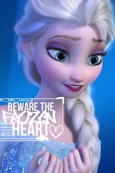 an animated image of a frozen princess with blue eyes and long blonde hair wearing a black top